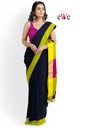 Black &amp; Pink Yellow Handloom Soft Design Saree