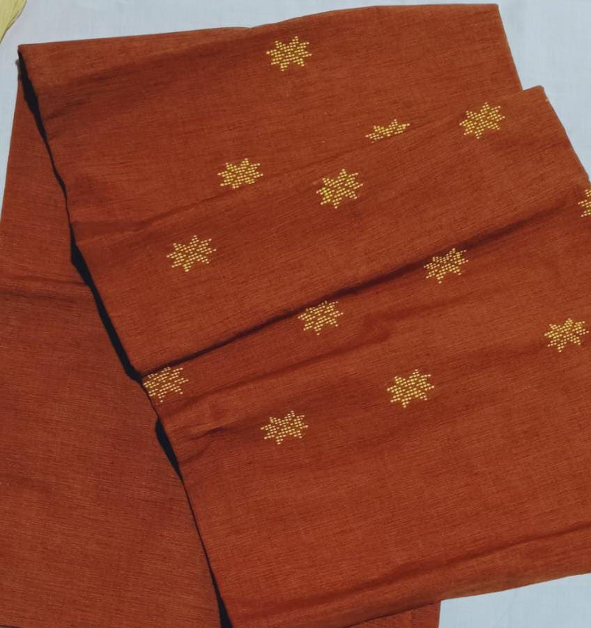 Fire orange Handloom Kurti Material