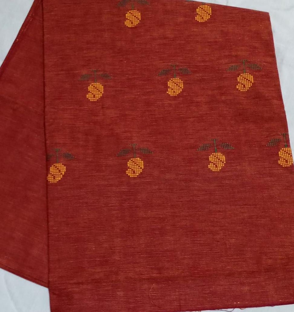 Orange Red Handloom Kurti Material