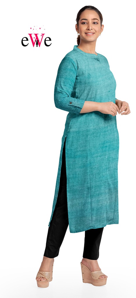 Teal Green Stripped Handloom Cotton Kurti