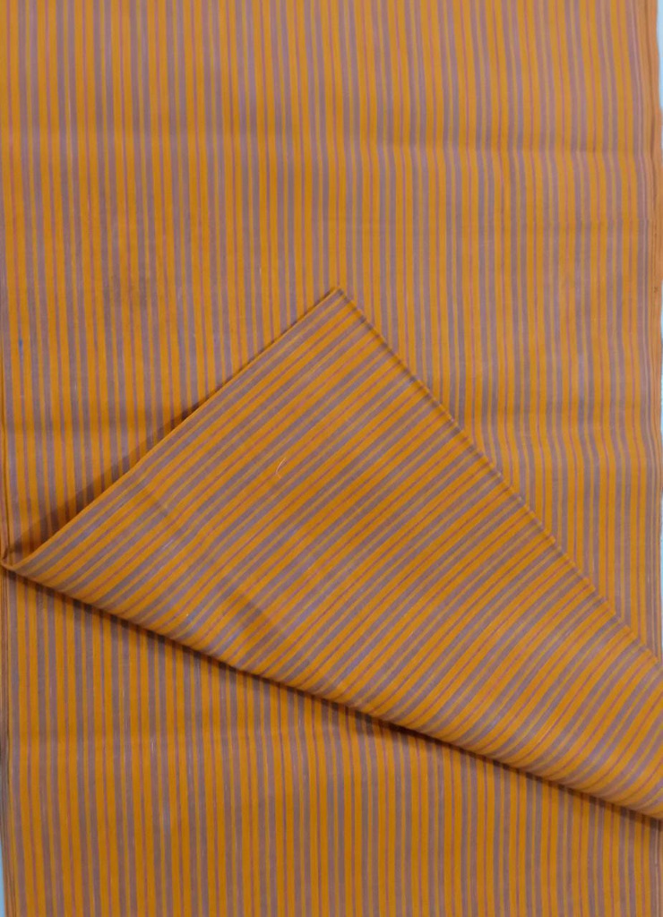Honey Orange Lead Handspun Handwoven Stripe Khadi Cotton Fabric