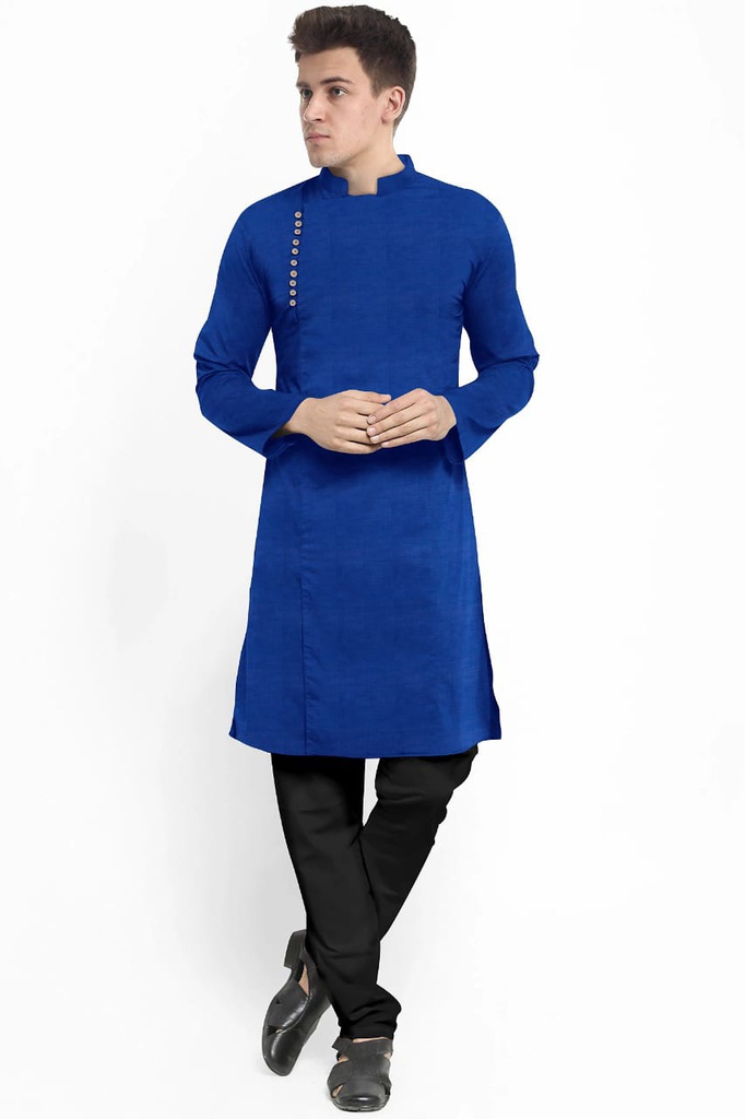 Royal Blue Handloom Long designer Kurtas