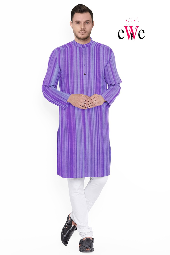 Purple Stripped Handloom Long Kurta