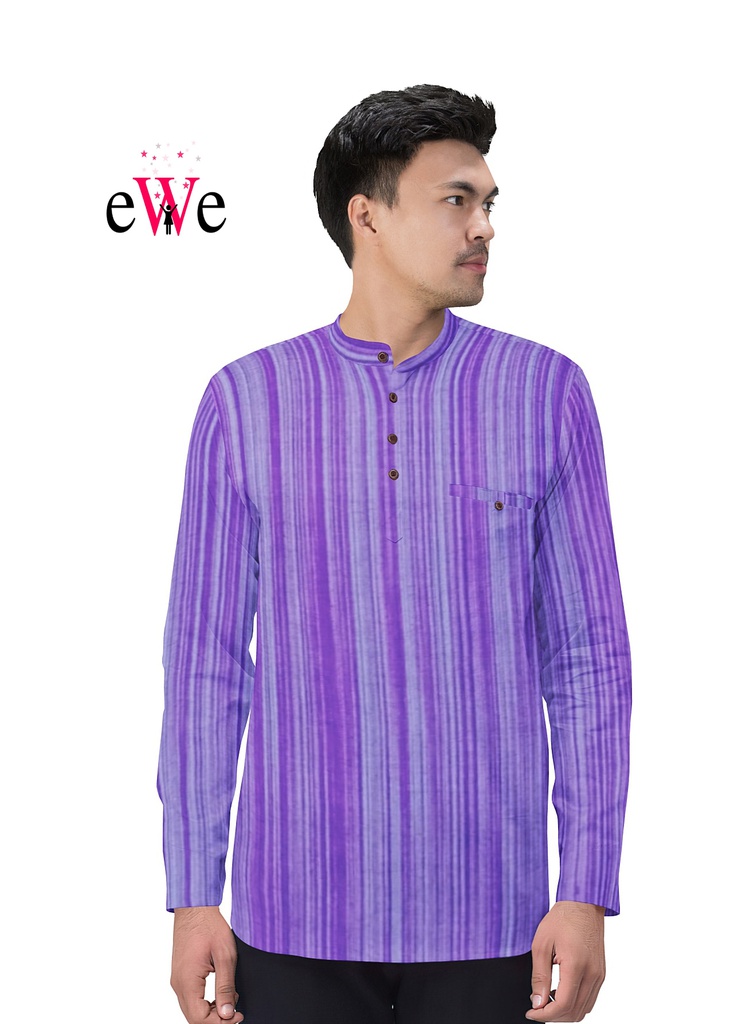 Purple Stripped Handloom Short Kurta