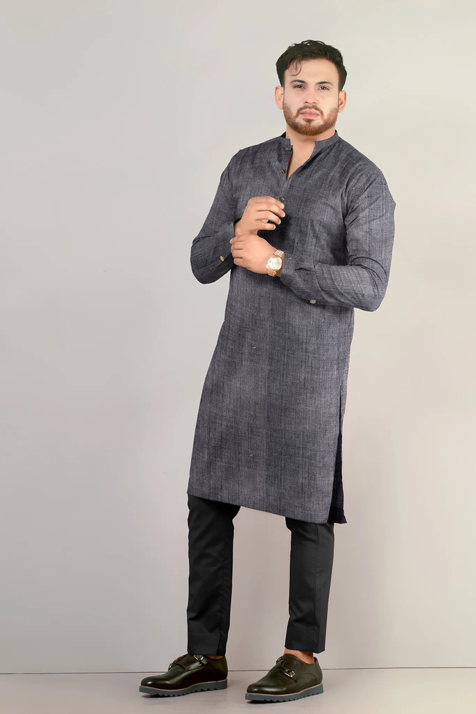 Black Ash Handloom Long Kurta