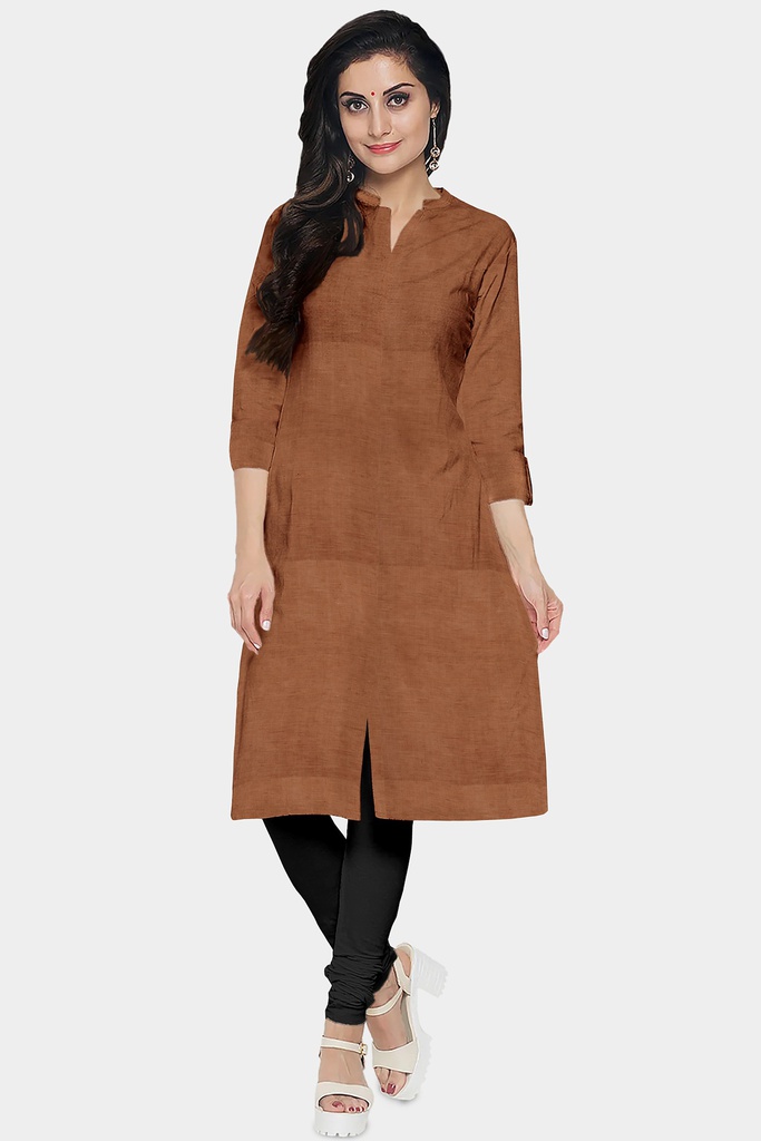 Orange Brown Handloom Kurti