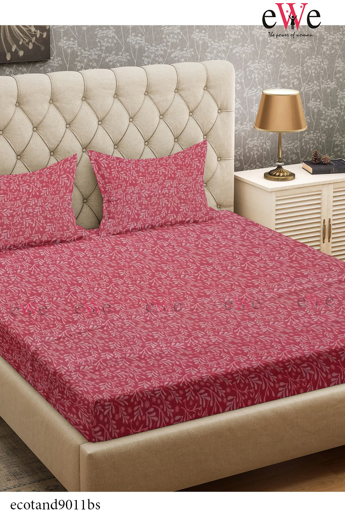 Red Handloom Jacquard Bedsheet with Two Pillow covers.
