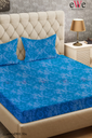 Sea Blue Flower Design Handloom Jacquard Bedsheet with Two Pillow covers.