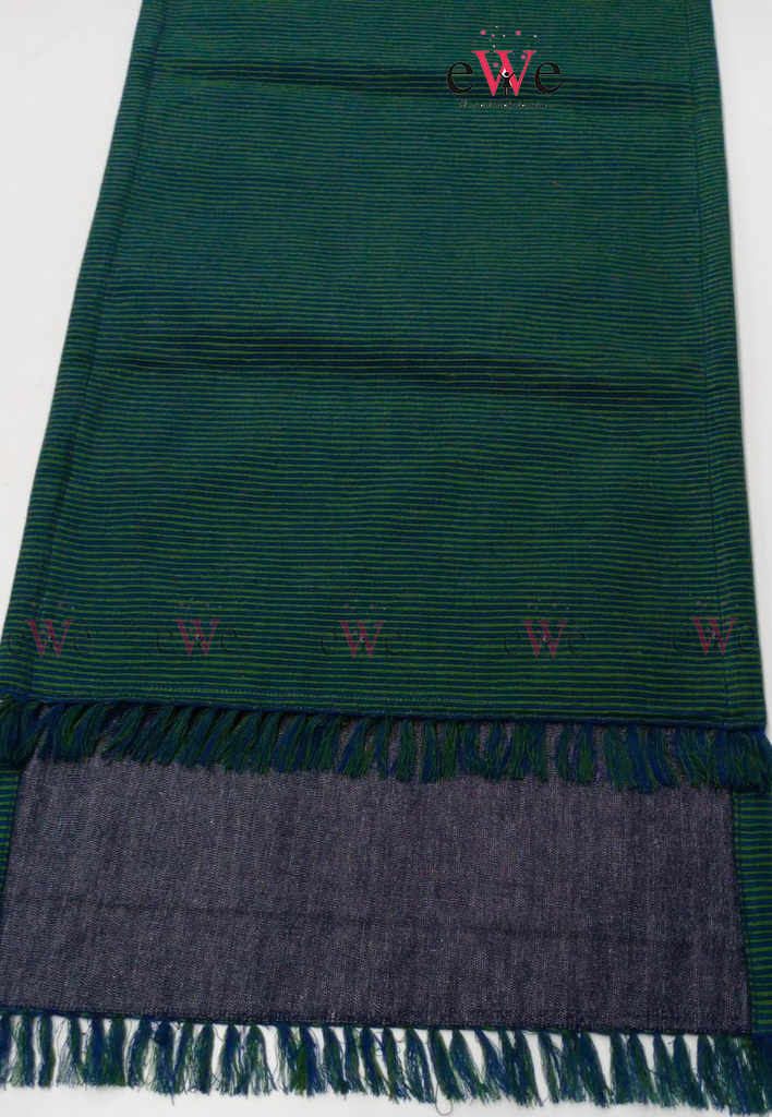 Green &amp; Blue Striped Woven Table Runner