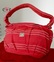 Red &amp; White Striped Handloom Ladies Bag