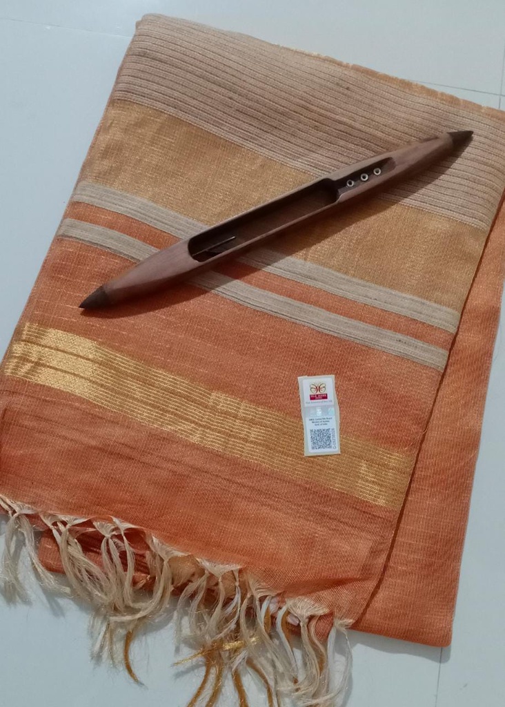 Pale Orange Gold Tusser Silk Saree