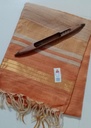 Pale Orange Gold Tusser Silk Saree