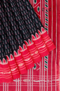 Black &amp; Red Handloom Linen saree with ikkat design