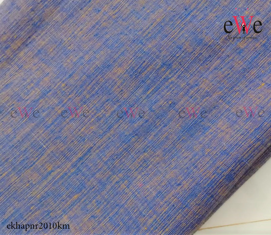 Dark Blue &amp; Yellow Handspun Handwoven Khadi Fabric