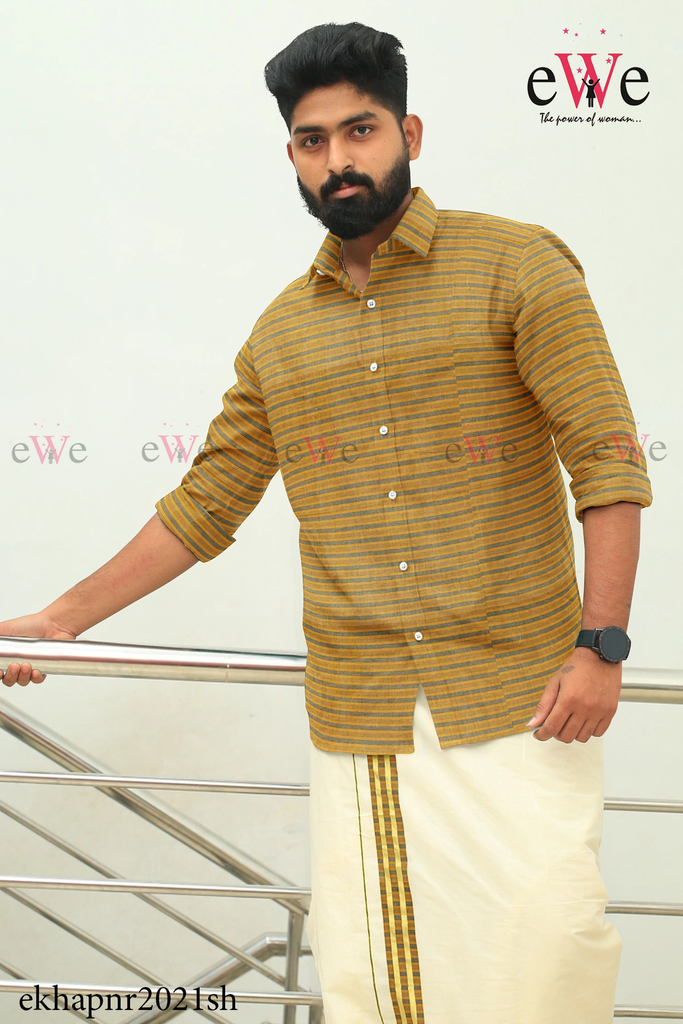 Yellow Striped  Khadi Gent's Shirt