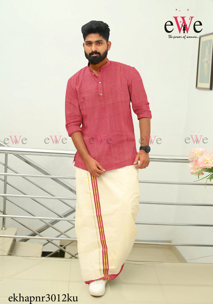 Imperial Red Khadi Gent's Short Kurta