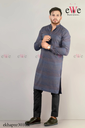 Dark Blue &amp; Yellow Khadi Gent's Long Kurta