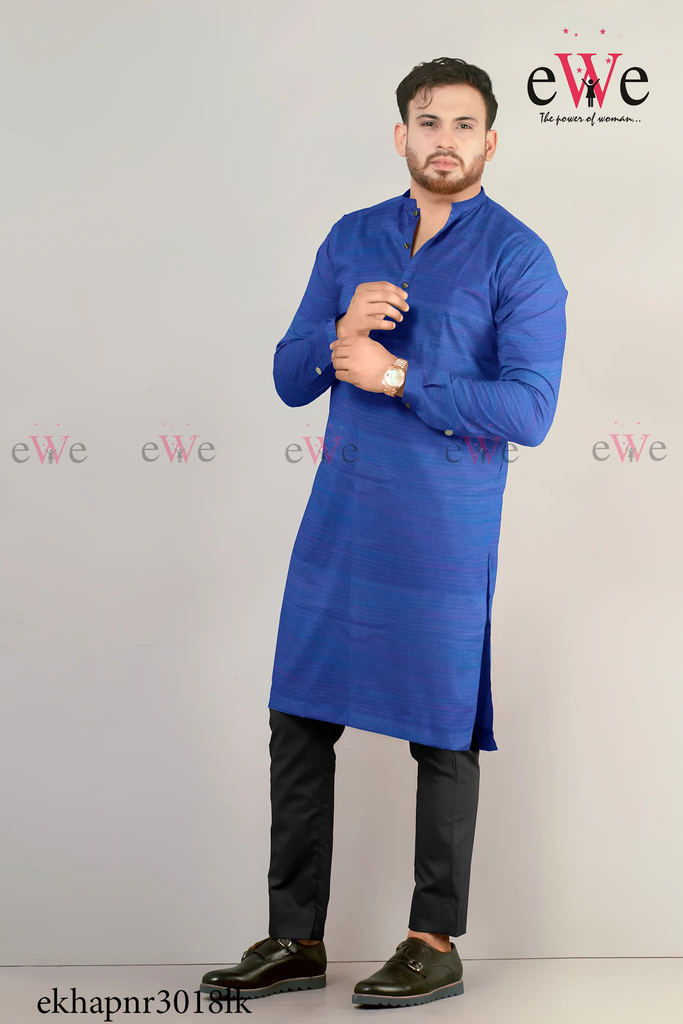 Royal Blue Khadi Gent's Long Kurta