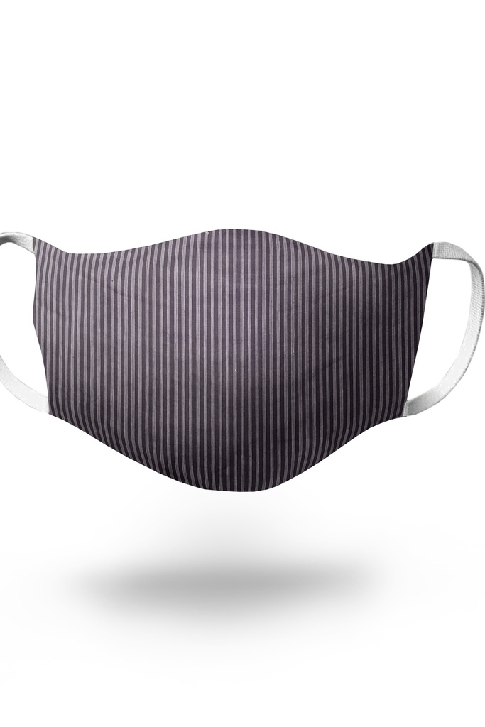 Black Striped Khadi Face Mask with Elastic