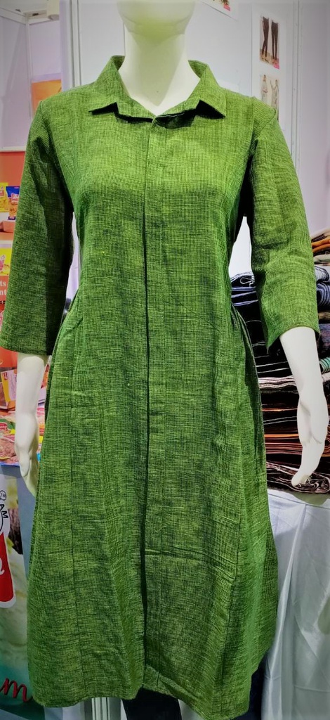 Khadi Green Gown Flared Kurti