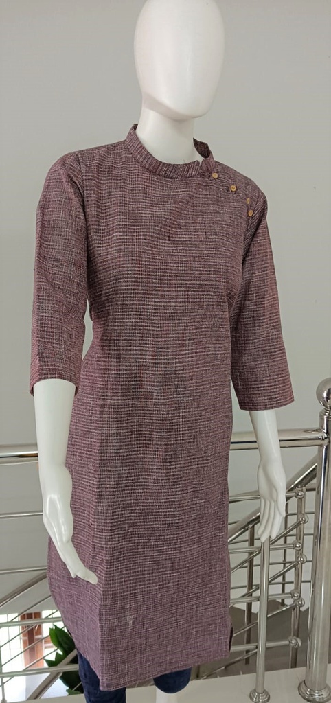 Purple Black Khadi Designer Kurti