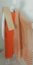 Jute Cotton Orange Top, Bottom &amp; Dupatta with Hand Painting