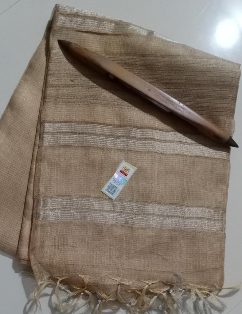 Sandal gold Tusser Silk Saree