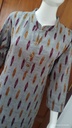 Grey Ikkat Kurti with maroon orange lines